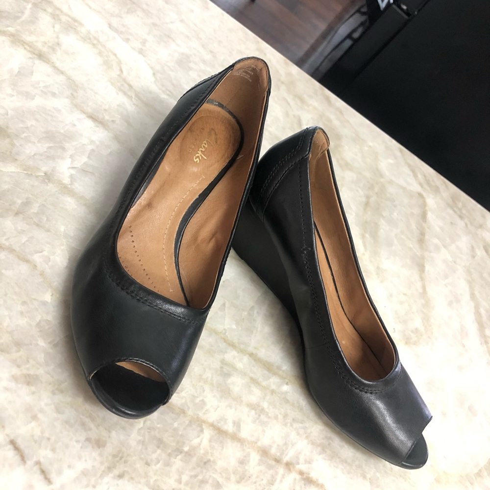 Clark’s Peeptoe Wedges